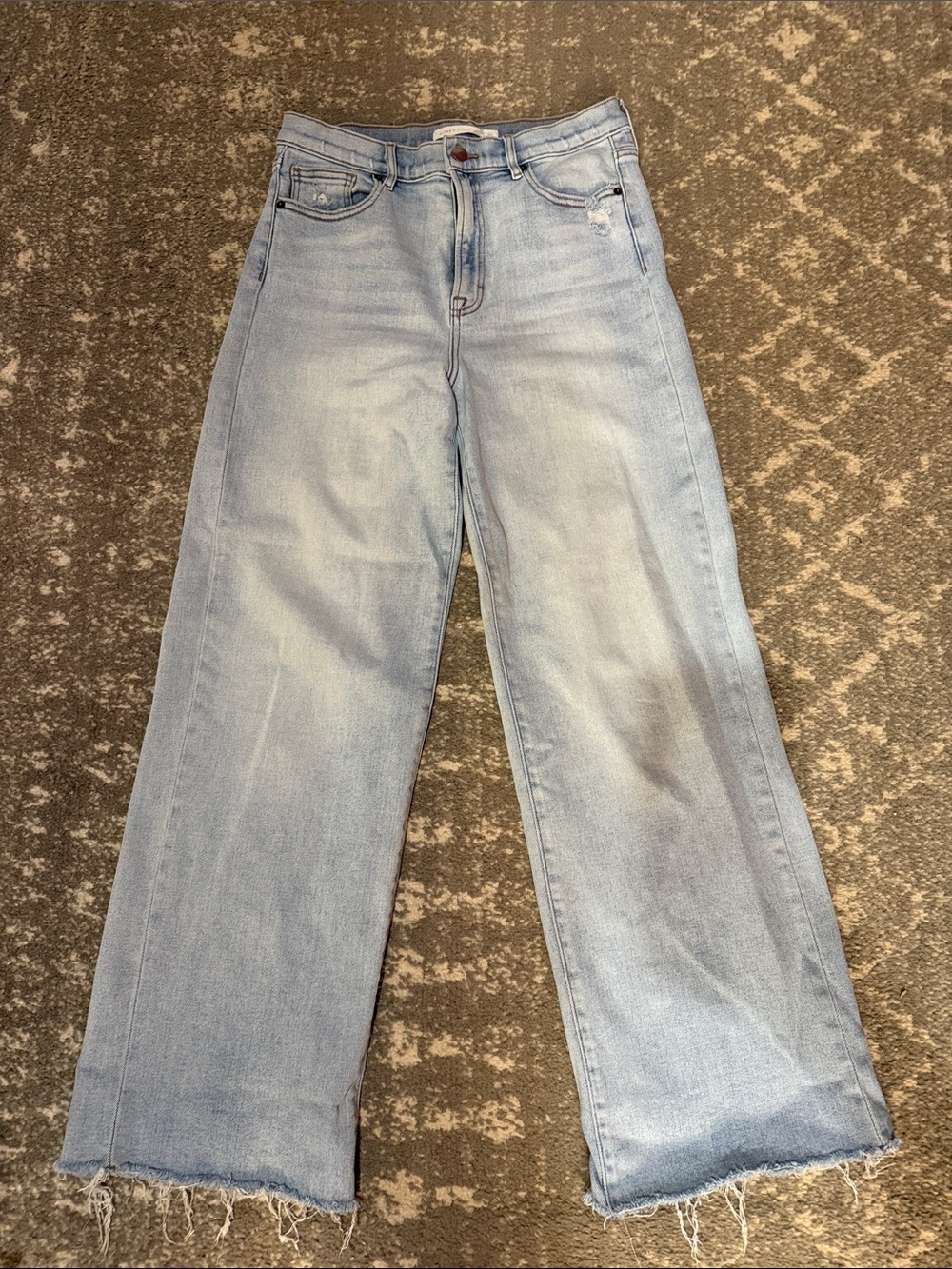 Altar'd State Light Blue Wide-Leg Frayed Hem Jeans